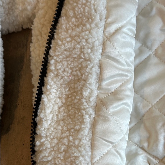 Ivory Ella White Sherpa Jacket with Striped Cuffs - Picture 6 of 9